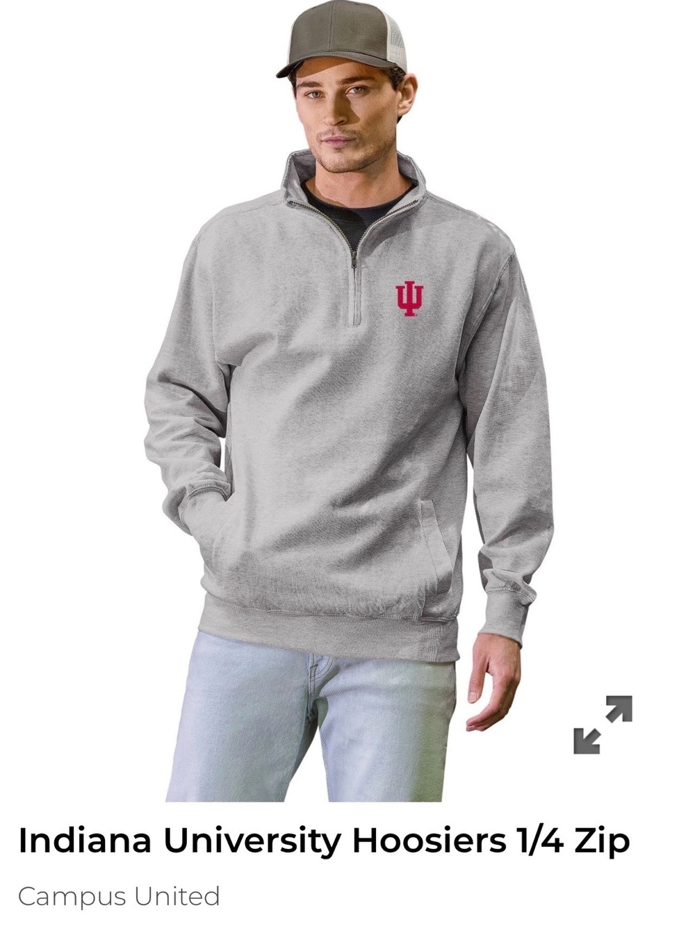 Indiana University Hoosiers Gray 1/4 Zip Sweater